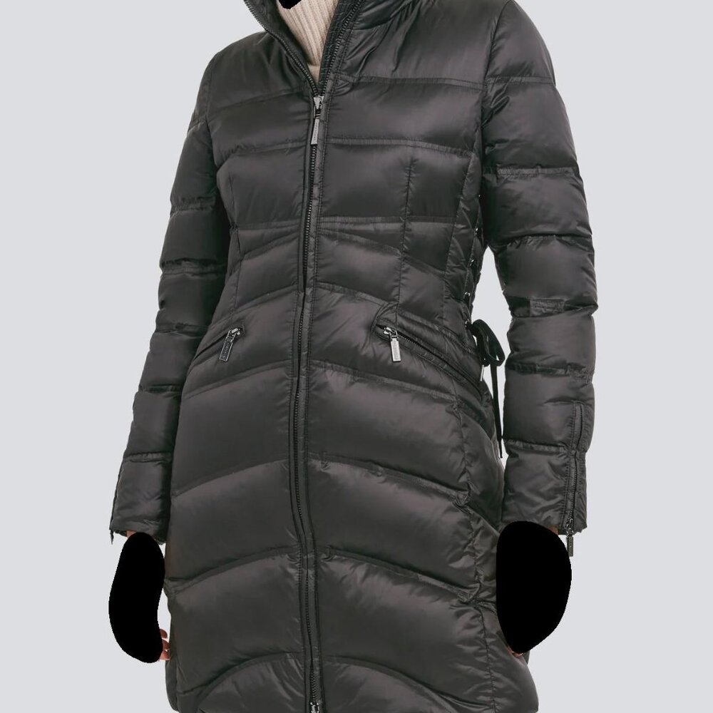 Dawn Levy Real Fox Fur Trim Puffer Jacket Khaki Olive Green Women’s M
